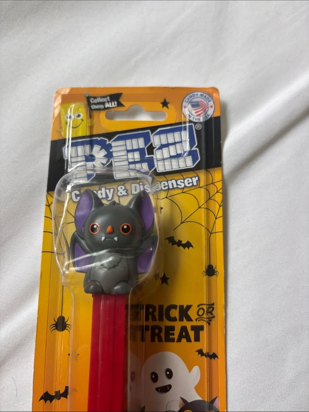 PEZ Halloween Bat Head Candy Dispenser - Red Stem